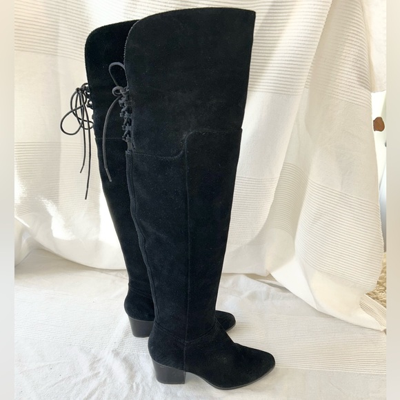 Aldo Womens Jeffres Black Suede Almond Toe Over Knee Boots - Picture 9 of 16